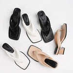 Amelie Square-Toe Heeled Sandals