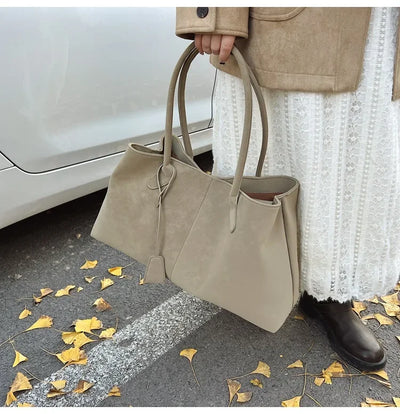 Faux Suede Solid Color High Quality Fashionable Versatile Handbag 2026 Women's Product Hot Selling Large Capacity Shoulder Bag