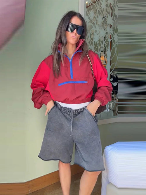 Colorblock Cropped Windbreaker