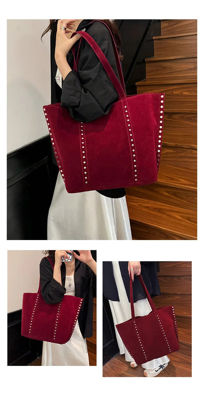 Faux Suede Solid Color High Quality Fashionable Versatile Handbag 2026 Women's Product Hot Selling Large Capacity Shoulder Bag