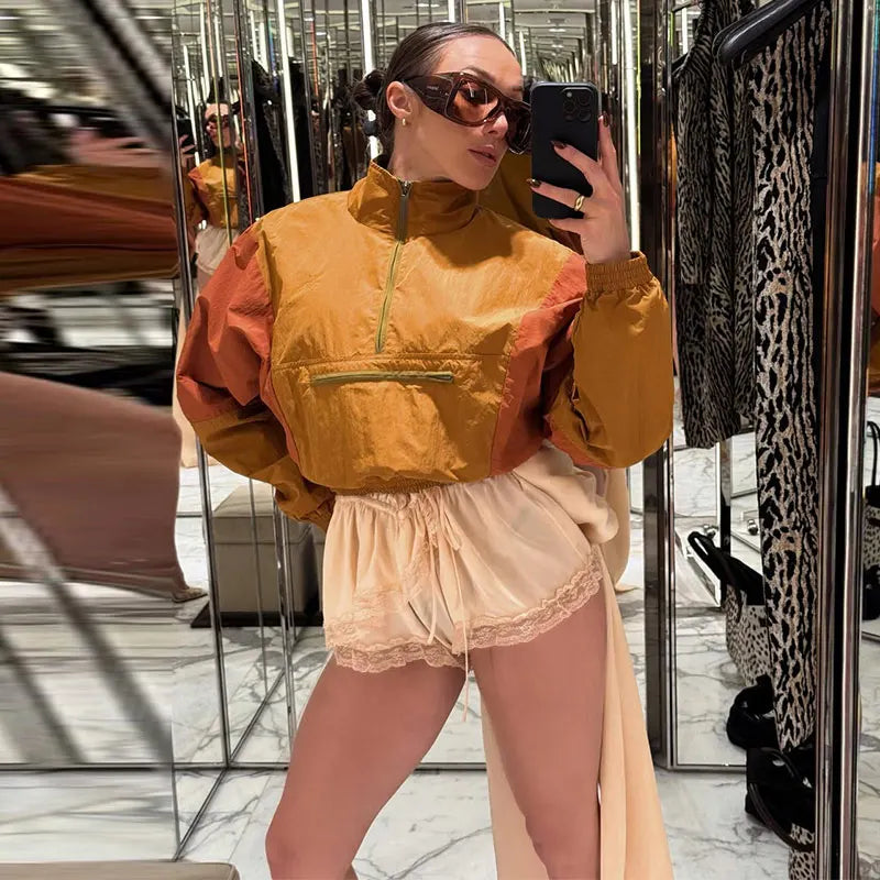 Colorblock Cropped Windbreaker