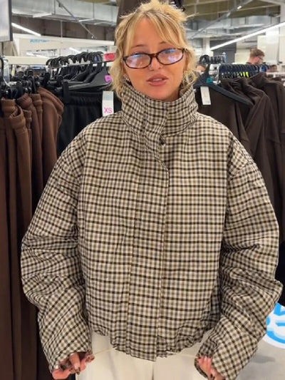 Vintage Plaid Zip Up Jacket