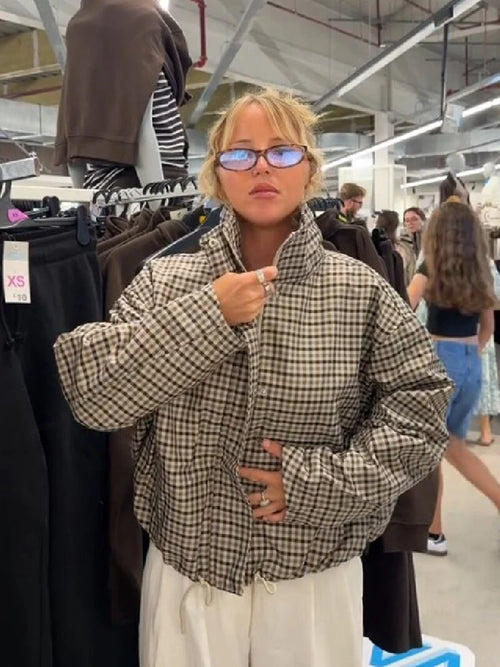Vintage Plaid Zip Up Jacket