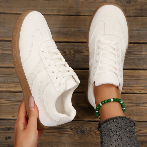 2026 New Round Toe Front Lace Up Women's Retro Sneakers , Fashionable Flat Bottom Low Top Front Lace Up Women's Training Shoes