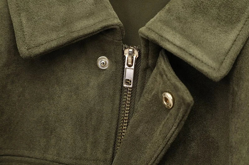 Romy Faux Suede Bomber Jacket