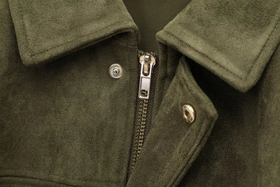 MUJER Faux Suede Bomber Jackets for Women Zip Oversized Jacket Woman Outerwears Padded Varsity Jackets Streetwear Women's Coats
