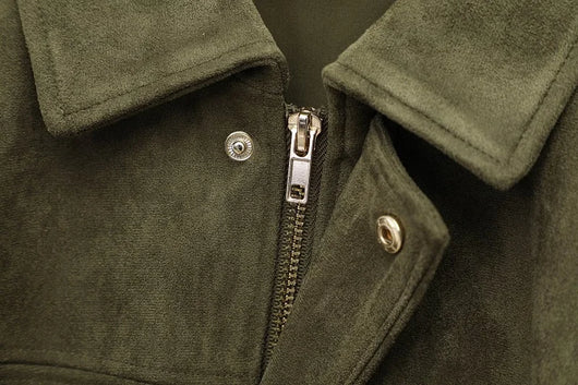 MUJER Faux Suede Bomber Jackets for Women Zip Oversized Jacket Woman Outerwears Padded Varsity Jackets Streetwear Women's Coats