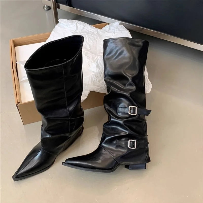 Sabine Buckle Knee-High Boots