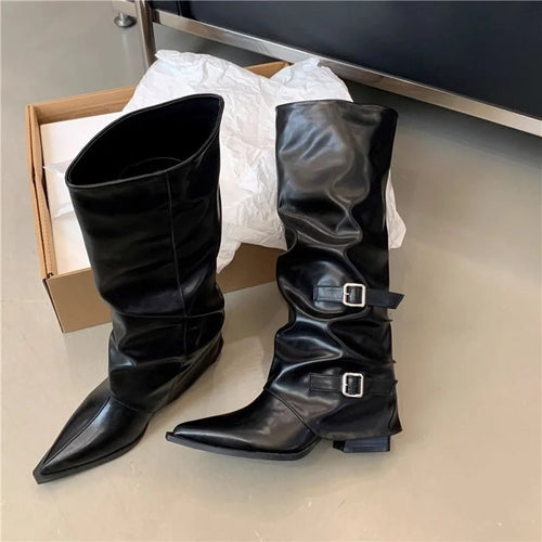 Sabine Buckle Knee-High Boots