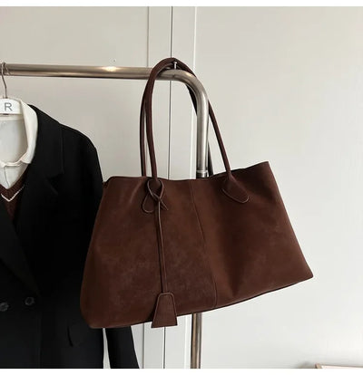 Faux Suede Solid Color High Quality Fashionable Versatile Handbag 2026 Women's Product Hot Selling Large Capacity Shoulder Bag