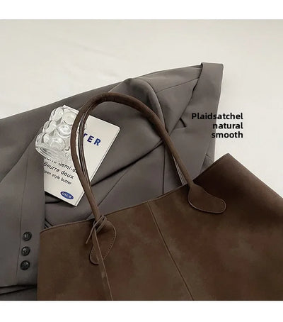 Faux Suede Solid Color High Quality Fashionable Versatile Handbag 2026 Women's Product Hot Selling Large Capacity Shoulder Bag