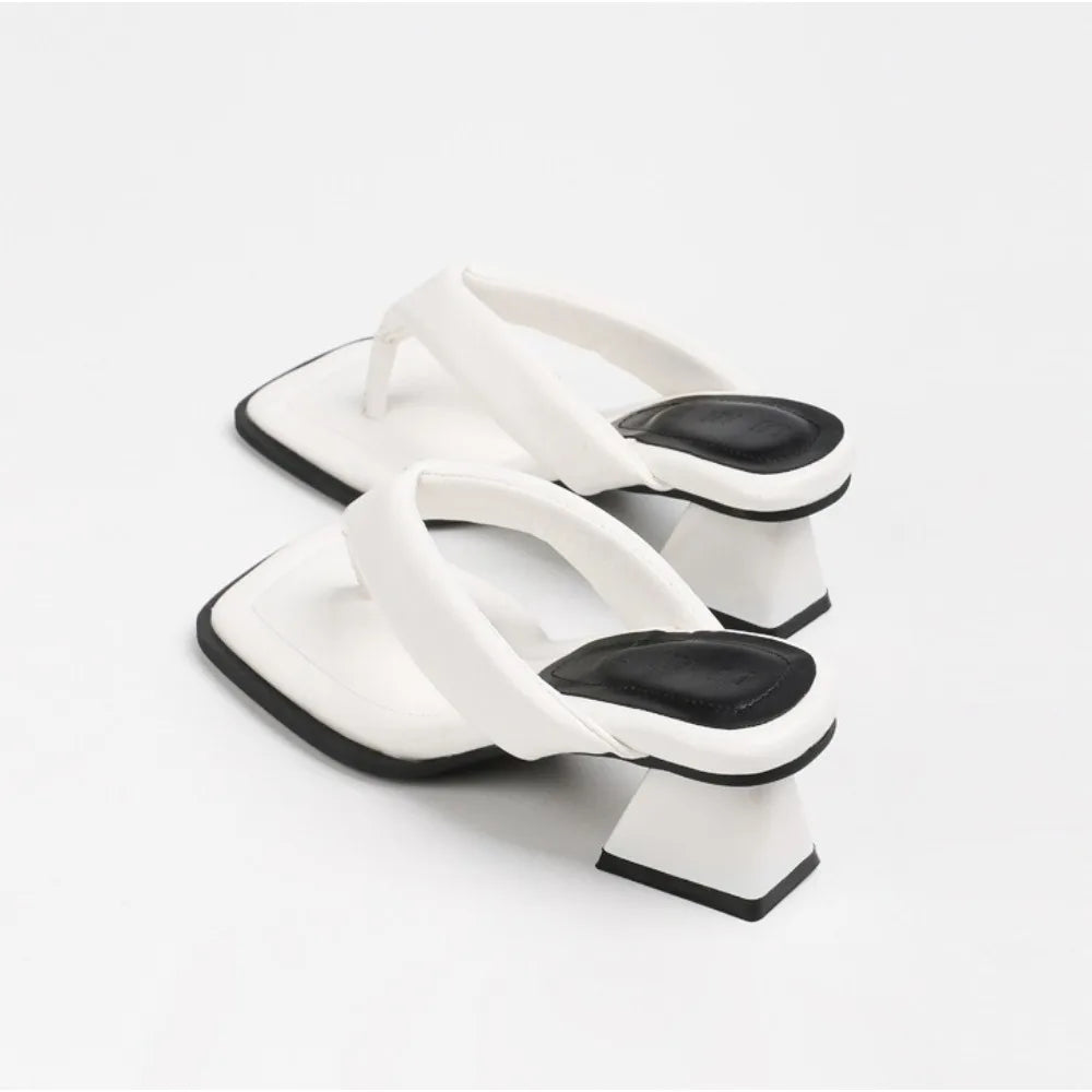 Amelie Square-Toe Heeled Sandals