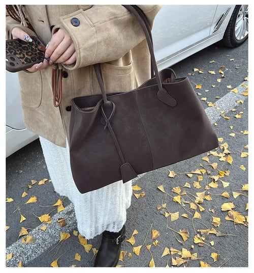 Faux Suede Solid Color High Quality Fashionable Versatile Handbag 2026 Women's Product Hot Selling Large Capacity Shoulder Bag
