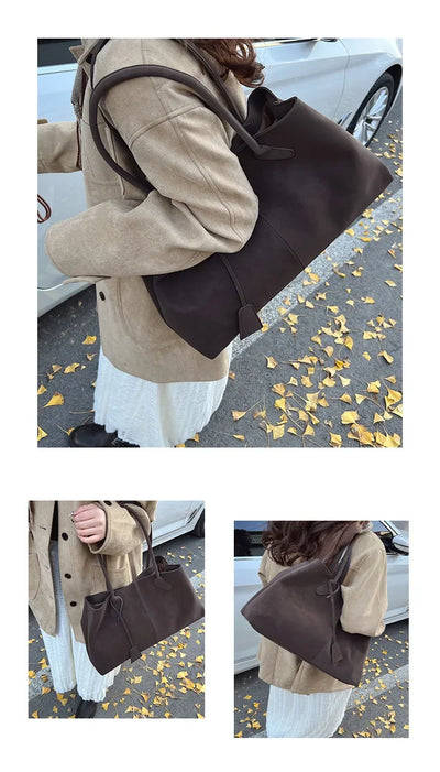 Faux Suede Solid Color High Quality Fashionable Versatile Handbag 2026 Women's Product Hot Selling Large Capacity Shoulder Bag