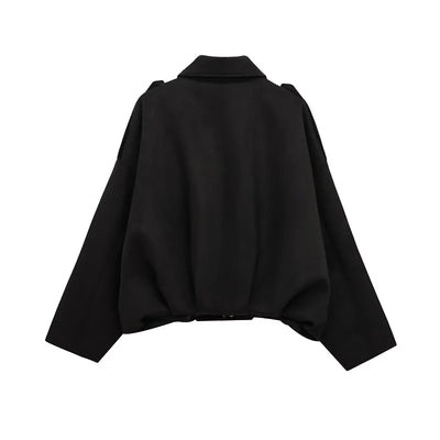 MUJER Faux Suede Bomber Jackets for Women Zip Oversized Jacket Woman Outerwears Padded Varsity Jackets Streetwear Women's Coats