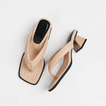Amelie Square-Toe Heeled Sandals
