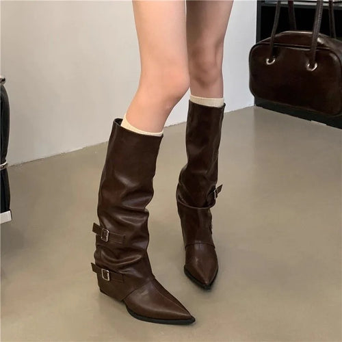 Sabine Buckle Knee-High Boots