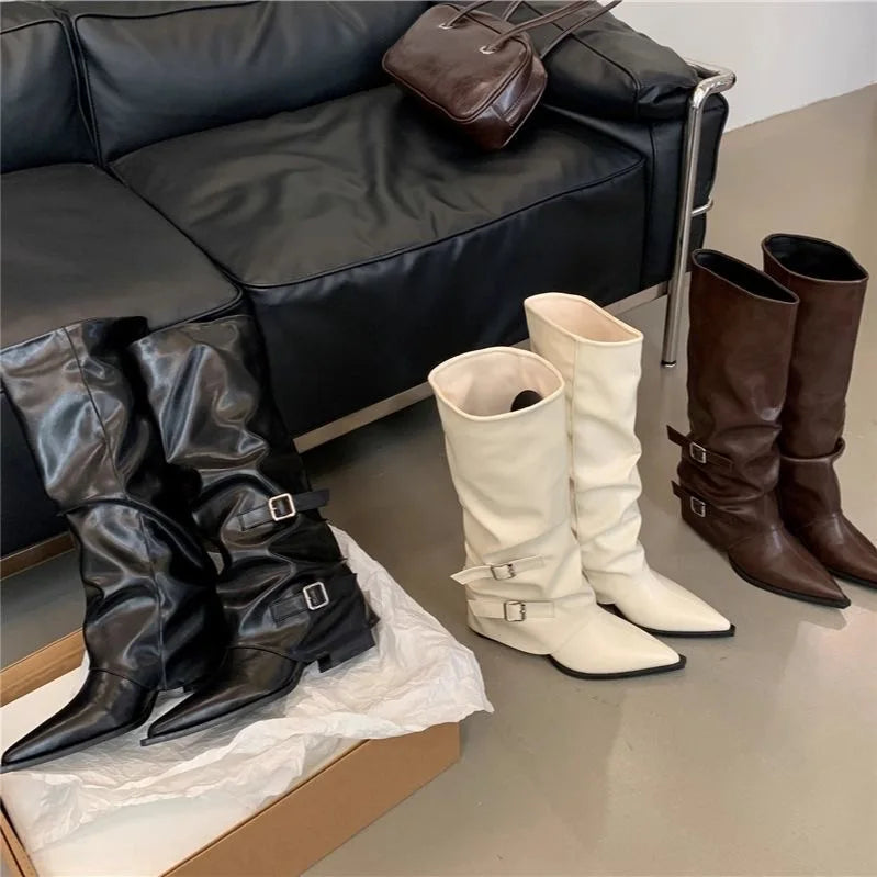 Sabine Buckle Knee-High Boots