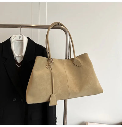 Faux Suede Solid Color High Quality Fashionable Versatile Handbag 2026 Women's Product Hot Selling Large Capacity Shoulder Bag