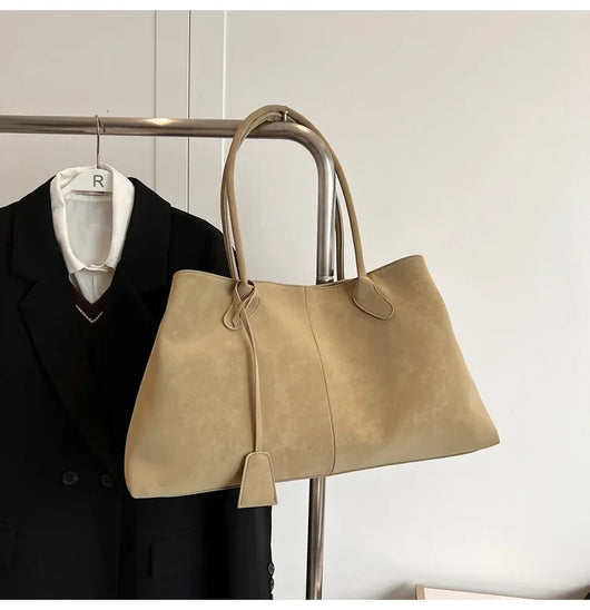 Faux Suede Solid Color High Quality Fashionable Versatile Handbag 2026 Women's Product Hot Selling Large Capacity Shoulder Bag