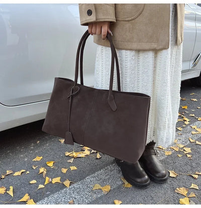 Faux Suede Solid Color High Quality Fashionable Versatile Handbag 2026 Women's Product Hot Selling Large Capacity Shoulder Bag